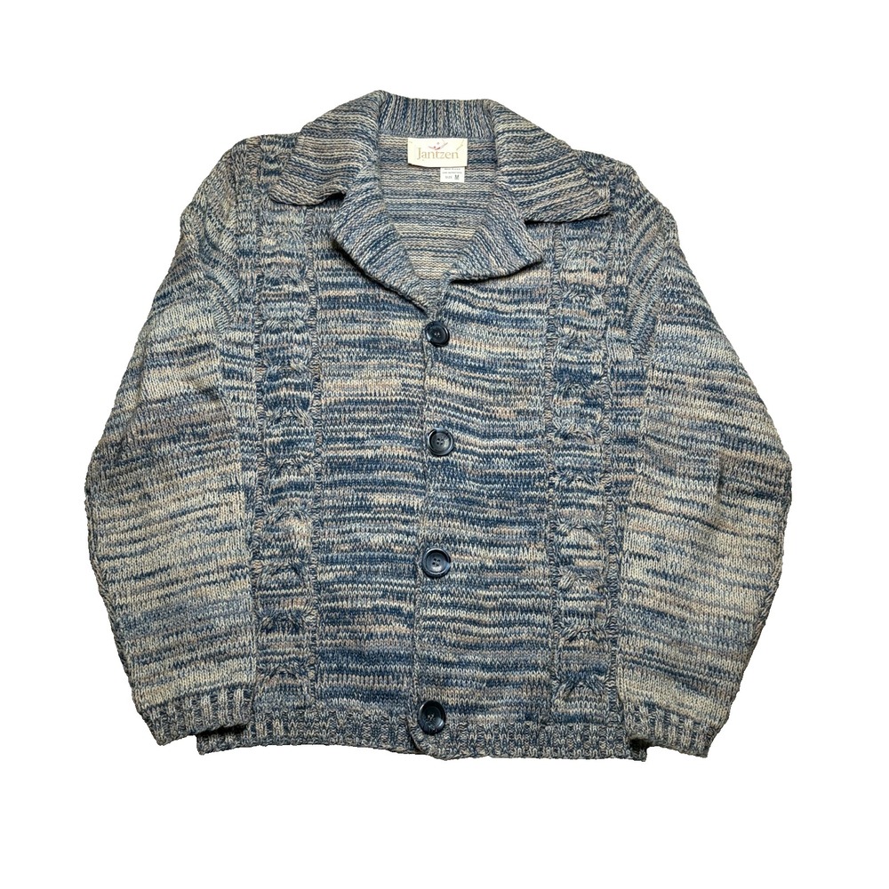 Vtg Jantzen Marled Cardigan Sweater Womens M Button Front Retro Grandma USA
